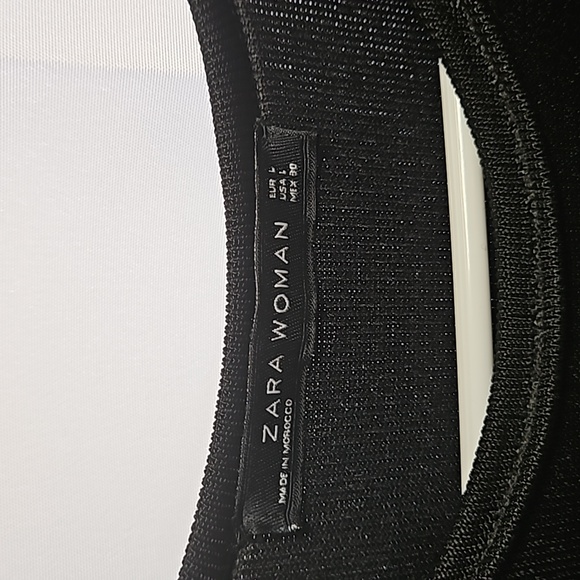 Zara Mermaid Hem, Black Bodycon Dress Sz L - Picture 2 of 7